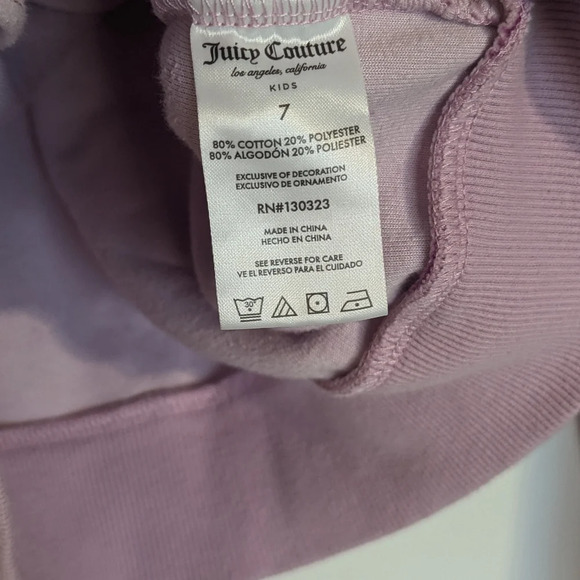 Juicy Couture Kids Magenta Tie Dye Velour Zip up Sweatshirt sz 7 - Picture 4 of 5